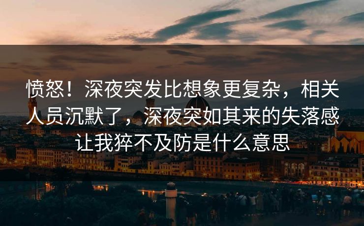 愤怒！深夜突发比想象更复杂，相关人员沉默了，深夜突如其来的失落感让我猝不及防是什么意思