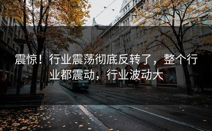 震惊！行业震荡彻底反转了，整个行业都震动，行业波动大